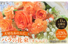 【6回定期便】【記念日には バラ を送ろう】 バラ の 花束 （オレンジ） 花 花束 バラ ばら ブーケ 記念日 贈答 ギフト プレゼント ＜花工房るふらん＞ [CCR030]