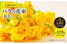 【6回定期便】【記念日には バラ を送ろう】 バラ の 花束 （黄） 花 花束 バラ ばら ブーケ 記念日 贈答 ギフト プレゼント ＜花工房るふらん＞ [CCR033]