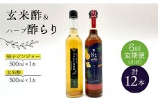 【飲むお酢】 【6回定期便】玄米酢とハーブ酢らり 大瓶2本セット＜川添酢造＞ [CDN084]