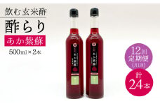 【飲む玄米酢】 【12回定期便】酢らり 大瓶2本セット（あか紫蘇）＜川添酢造＞ [CDN088]
