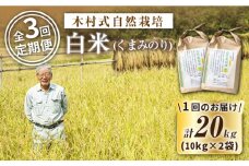 【 新米先行予約 】2025年10月より順次発送 【3回定期便】【木村式自然栽培】 白米 くまみのり 約 20kg ＜ハマソウファーム＞ [CBR017]  長崎 西海 くまみのり 白米 米 5kg 10kg 20kg