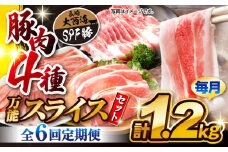 【訳あり】【6回定期便】【万能スライス】大西海SPF豚 国産豚 豚肉4種類 1.2kgセット 【大西海ファーム食肉加工センター】 [CEK164]