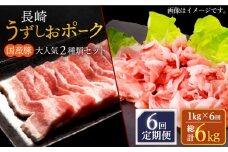 【訳あり】【6回定期便】長崎うずしおポーク 大人気2種 セット 計1000g 国産豚 ＜スーパーウエスト＞ [CAG224]
