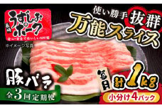 【訳あり】【3回定期便】 うずしおポーク 豚バラスライス 約1000g 国産豚＜スーパーウエスト＞ [CAG259]