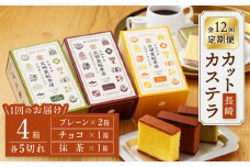 【嬉しい詰め合わせ】【12回定期便】 長崎カステラ カットカステラ 4箱入 ＜文明堂総本店＞ [CFG017]