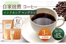 【豆タイプ】 【3回定期便】【一番人気♪】中煎り インドネシア マンデリン 自家焙煎コーヒー 5袋 ＜giko coffee＞ [CFK017]