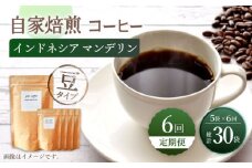 【豆タイプ】 【6回定期便】【一番人気♪】中煎り インドネシア マンデリン 自家焙煎コーヒー 5袋 ＜giko coffee＞ [CFK018]