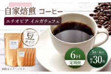 【豆タイプ】【6回定期便】 中煎り エチオピア イルガチェフェ 自家焙煎コーヒー 5袋＜giko coffee＞ [CFK030]