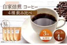 【豆タイプ】【3回定期便】【飲み比べセット】自家焙煎コーヒー 4種類 各1袋＜giko coffee＞ [CFK043]