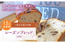 【こだわりたっぷり】【12回定期便】 レーズンブレッド 2本 朝のお供に ＜MAHALO＞ [CFL016] 長崎 西海 パン 朝ごはん 小麦粉 手作り 人気 こだわり おいしい 贈答 ギフト