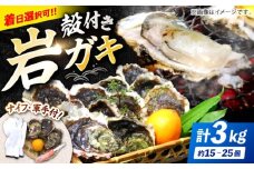 【日時指定】【数量限定】牡蠣 岩ガキ 約3kg（約15個～25個）便利なナイフ・軍手付き♪  ＜ハマフジ水産＞ [CES009] 牡蠣 カキ かき 生牡蠣 岩牡蠣 ナイフ付き 殻付き牡蠣 かき カキ 