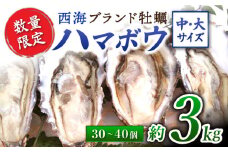 【着日指定可】 西海ブランド 牡蠣 「 ハマボウ 」 約3kg（30～40個）（中～大サイズ）＜ハマフジ水産＞ [CES010]