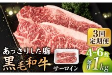 【3回定期便】  サーロイン ステーキ  長崎県産黒毛和牛  1kg（4～6枚） 和牛 牛 牛肉 サーロイン ステーキ 牛ステーキ  ＜宮本畜産＞ [CFA034]