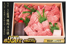 雲仙育ち おがわ牛 特選焼肉4点盛 上バラ・上モモ・上ロース・上カルビ [焼肉おがわ 長崎県 雲仙市 item2103] 牛肉 肉 黒毛和牛