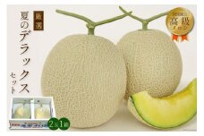 【期間限定発送】 高級 メロン 厳選夏のデラックスセット2玉 1箱 [国見園芸出荷組合 長崎県 雲仙市 item1718] めろん 2玉 期間限定 数量限定