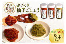 【先行受付】【愛され続ける逸品】手づくり柚子ごしょう ３本セット（青×１・赤×２） [雲仙ドライブインもみじ 長崎県 雲仙市 item1224] 