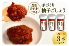 【先行受付】【愛され続ける逸品】手づくり柚子ごしょう ３本セット（赤×３） [雲仙ドライブインもみじ 長崎県 雲仙市 item1226] 
