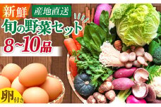 雲仙のめぐみ 旬の野菜セット (S)【卵6個付き】 8～10品目セット [長崎県農産品流通 長崎県 雲仙市 item1572] 野菜 野菜セット フルーツ 果物 くだもの 卵 たまご