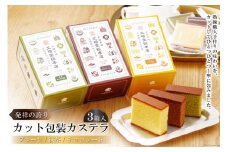 【発祥の誇り】カット包装 カステラ 3箱（ プレーン・抹茶・チョコレート ） [文明堂総本店 長崎県 雲仙市 item1386] カステラ かすてら カット済み 個包装 長崎 セット 詰め合わせ