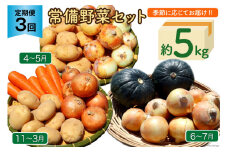 定期便 3回 常備野菜 セット 約5kg 詰め合わせ [吉岡青果 長崎県 雲仙市 item1274] じゃがいも 玉ねぎ 人参 かぼちゃ