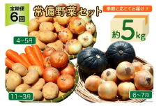 定期便 6回 常備野菜 セット 約5kg 詰め合わせ [吉岡青果 長崎県 雲仙市 item1299] じゃがいも 玉ねぎ 人参 かぼちゃ