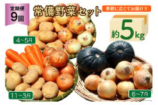 定期便 9回 常備野菜 セット 約5kg 詰め合わせ [吉岡青果 長崎県 雲仙市 item1830]  じゃがいも 玉ねぎ 人参 かぼちゃ