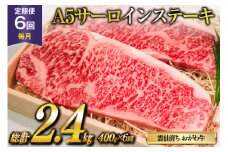 定期便 6回 牛肉 雲仙育ち おがわ牛 A5 サーロインステーキ 総計2.4kg(400g×6回) [焼肉おがわ 長崎県 雲仙市 item2111] ステーキ 黒毛和牛 冷凍