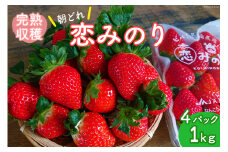【期間限定発送】いちご 恋みのり 4パック（1kg以上） 2Lサイズ以上 朝どれ シャインファームから直送 [吉岡青果 長崎県 雲仙市 item1499] イチゴ 苺 果物 くだもの フルーツ 数量限定 期間限定