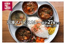 【3回定期便】冷凍 スパイスカレー 4種9食×3回 総計27食 [カレーライフ 長崎県 雲仙市 item2250] 