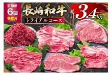 牛肉 長崎和牛 6回定期便 トライアルコース [水田精肉店 長崎県 雲仙市 item2299] 肉 和牛 お肉 牛 国産 ステーキ 焼肉 すき焼き しゃぶしゃぶ サーロイン カルビ ミンチ ひき肉