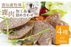 雲仙鹿牧場 鹿肉 詰め合わせ 計580g (生ハム ベーコン ハンバーグ ソフトサラミ) / ジビエ 食べ比べ 肉 焼肉 BBQ ジビエ 食べ比べ 肉 焼肉 BBQ おつまみ おかず /【ディアー・カンパニー】 SBD001
