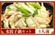  【須川屋台道場】水餃子 鍋セット 4人前 / 冷凍 餃子 水餃子 鍋 スープ付き 乾麺 / 南島原市 / はなぶさ [SCN010]