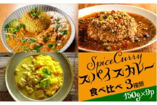スパイスカレー 食べ比べセット 3種類 150g×各3 計9パック  / バターチキンカレー グリーンカレー キノコとセロリの キーマカレー  カレー インドカレー タイカレー / 南島原市 / はなぶさ [SCN052]