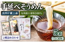 【宮内庁献上】手延べそうめん 2種 詰め合せ 川上の糸 2.5kg（計5箱） / 九州産小麦粉100％ 素麺 島原そうめん 乾麺 めん 麺 ギフト 贈り物 / 南島原市 / 川上製麺 [SCM010]