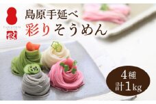 【目にも鮮やか】島原 手延べ 彩り そうめん 20束 1kg / 南島原市 / 社会福祉法人つかさ会ノーブル [SDD001]