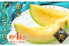 【2026年4月下旬～発送】【根強い人気！】 プリンスメロン 約4kg（7～13玉） / メロン めろん 舐瓜 プリンス プリンスメロン フルーツ / 南島原市 / 南島原果物屋 [SCV010]