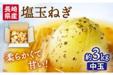 【2026年3月中旬～発送】【柔らかくて甘い！】塩玉ねぎ 約3kg（中玉）/ 新たまねぎ 新玉ねぎ 新タマネギ 玉ネギ 玉ねぎ たまねぎ タマネギ /  南島原市 / 長崎県農産品流通合同会社 [SCB056]