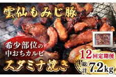 【12回定期便】雲仙もみじ豚 味付き 中おち カルビ スタミナ焼き 600g  / 豚 豚肉 カルビ 味付け肉 フライパン 焼くだけ おかず 焼肉 / 南島原市 / はなぶさ [SCN087]