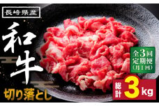 【3回定期便】長崎県産 和牛 切り落とし1kg / 南島原市 / 高田牧場 [SDB005]