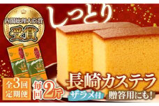【第23回 全国菓子博『内閣総理大臣賞』】【3回定期便】特製長崎カステラ2斤（約700g×2本）/ ざらめ付き かすてら カステラ 長崎かすてら 長崎カステラ お土産 お菓子 スイーツ ギフト 贈り物 贈答用 / 南島原市 / 本田屋かすてら本舗 [SAW019]