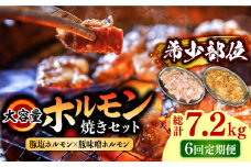 【6回 定期便 】 ホルモン 塩焼き・ニンニク味噌焼き大容量セット 総計7.2kg / ほるもん 肉 豚肉 直腸 豚テッポウ 希少部位 国産 / 南島原市 / はなぶさ [SCN142]