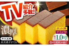 【6回定期便】【濃厚で上品な甘み】和三盆糖「長崎五三焼かすてら」1.0号×1本 （職人手焼・底ザラメ） / かすてら カステラ 長崎かすてら 長崎カステラ お土産 お菓子 ギフト 贈り物 贈答用 五三焼 スイーツ 菓子 / 南島原市 / 須崎屋 [SCA005]