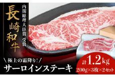 【極上の霜降り！】 長崎 和牛 サーロイン ステーキ 200g×3枚×2セット 計1.2kg / 肉厚 牛肉 さーろいん 贅沢 ジューシー 牛 ステーキ肉 / 南島原市 / ながいけ [SCH050]