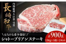 【内閣総理大臣賞！】長崎 和牛 シャトーブリアン ステーキ 150g×3枚×2セット 計900g / 肉厚 牛肉 しゃとーぶりあん 贅沢 ジューシー 牛 ステーキ肉 / 南島原市 / ながいけ [SCH052]