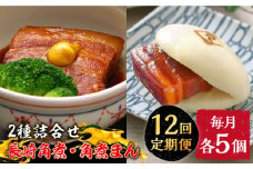 【12回定期便】とろけるおいしさ！長崎 角煮・角煮まん 詰合せ（ 角煮60ｇ×5個、角煮まん 80ｇ×5個 ）/ 角煮まんじゅう セット 中華 / 南島原市 / ふるさと企画 [SBA055]
