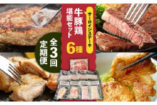 【3回定期便】【牛 ・ 豚 ・ 鶏 を堪能セット！】長崎和牛 サーロイン ステーキ 5人前 200g×5  長崎じげもん豚 と 雲仙しまばら鶏 詰合せ(8人前) / 南島原市 / 溝田精肉店 [SBP044]