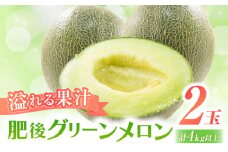 【2025年5月中旬〜発送】肥後グリーンメロン 2玉（合計4kg以上））/ メロン めろん グリーンメロン 果物 フルーツ / 南島原市 / 長崎県農産品流通合同会社 [SCB088]