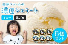 ジェラート ミルク3個 黒ゴマ3個 計6個入り / ジェラート じぇらーと アイスクリーム あいすくりーむ スイーツ デザート / 南島原市 / 高原ファーム [SFP002] 