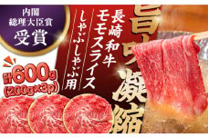 【内閣総理大臣賞受賞！】厳選良質 長崎和牛 もも肉スライス 200グラム×3パック 総計600g / 長崎和牛 牛肉 和牛 牛 モモ もも肉 スライス / 南島原市 / はなぶさ [SCN159]