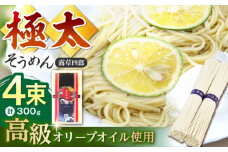 原城 極太そうめん　露草四朗　300ｇ（75ｇ×4束）/ そうめん 島原そうめん 手延べ 麺 素麺 / 南島原市 / 銀之霊泉 [SFW003]